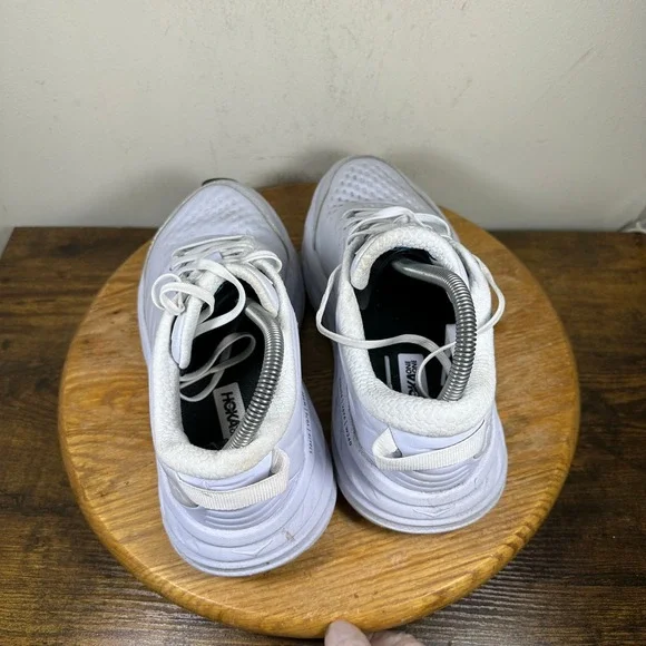 Hoka One One Bondi SR Women's White Leather Slip Resistant Shoes Size 9 - Picture 8 of 9